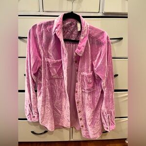 Anthropologie Pilcro Pink Velvet Button Up